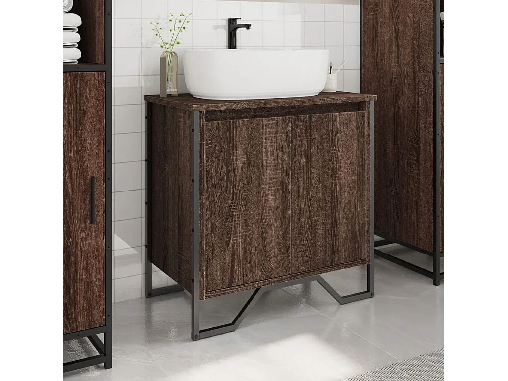 Mobile lavabo bagno rovere marrone 60x35x60 cm