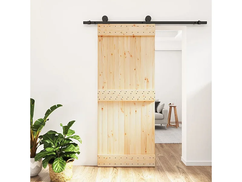 Schuifdeur en beslagset 85x210 cm massief grenen