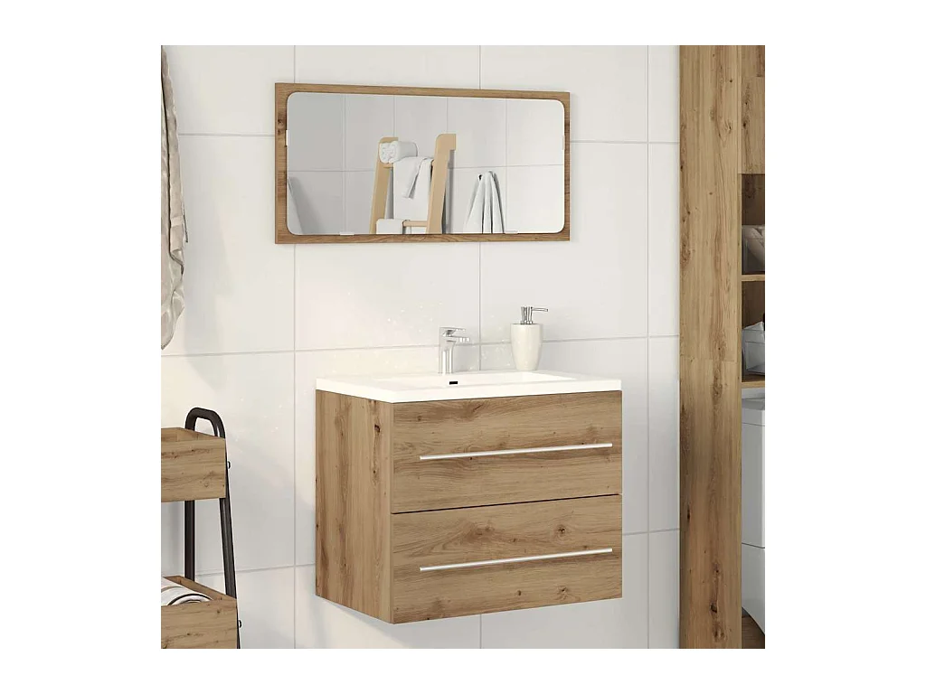 Armoire lavabo de salle de bain chêne artisanal bois ingénierie