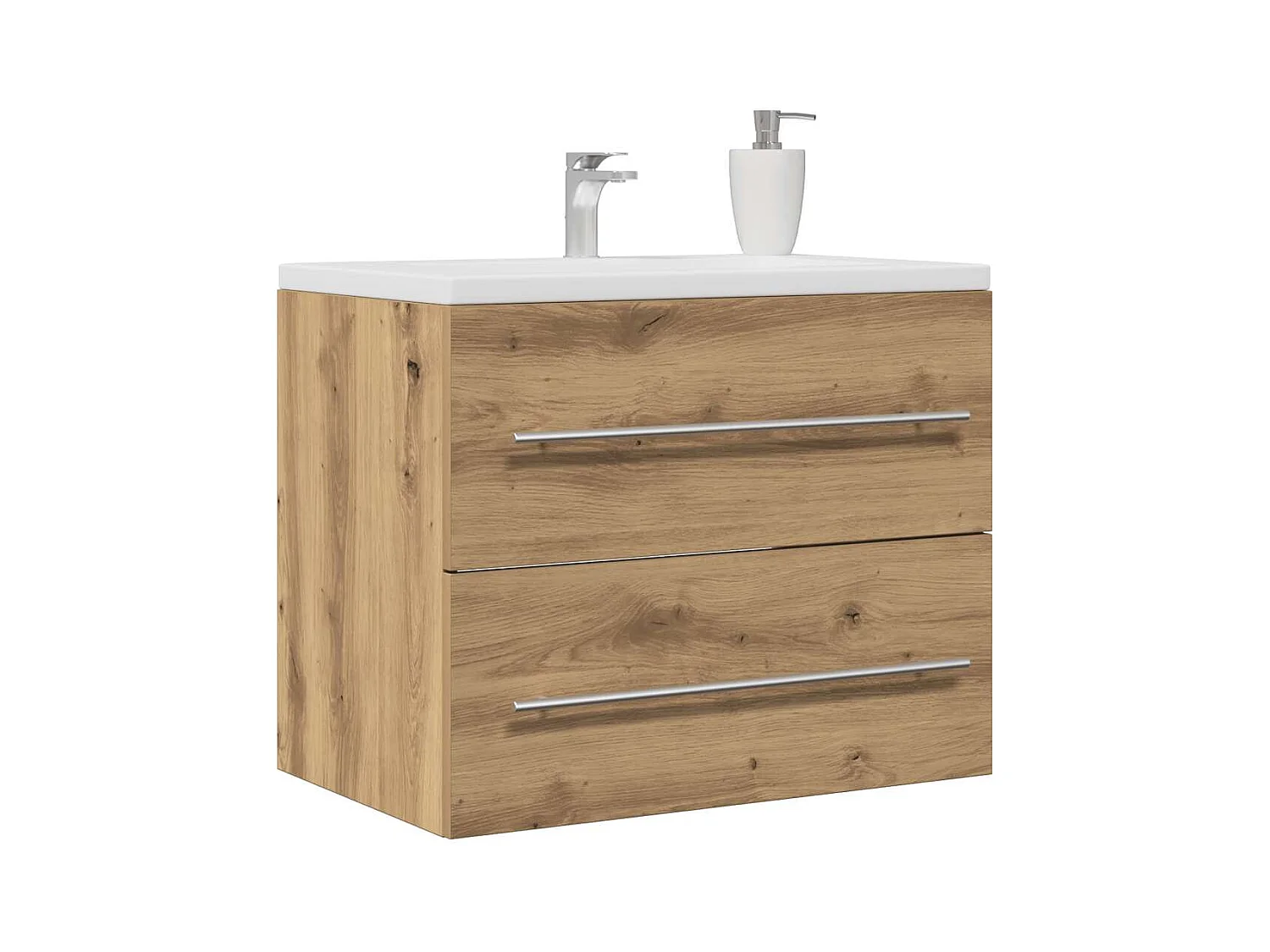 Armoire lavabo de salle de bain chêne artisanal bois ingénierie