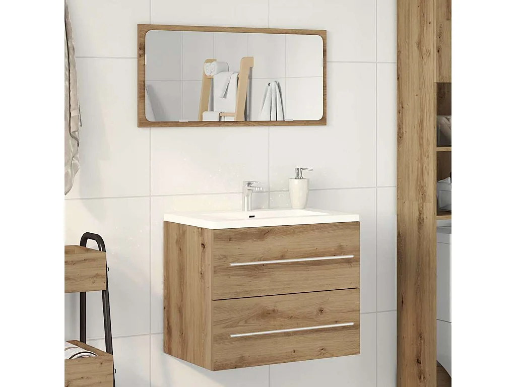 Armoire lavabo de salle de bain chêne artisanal bois ingénierie