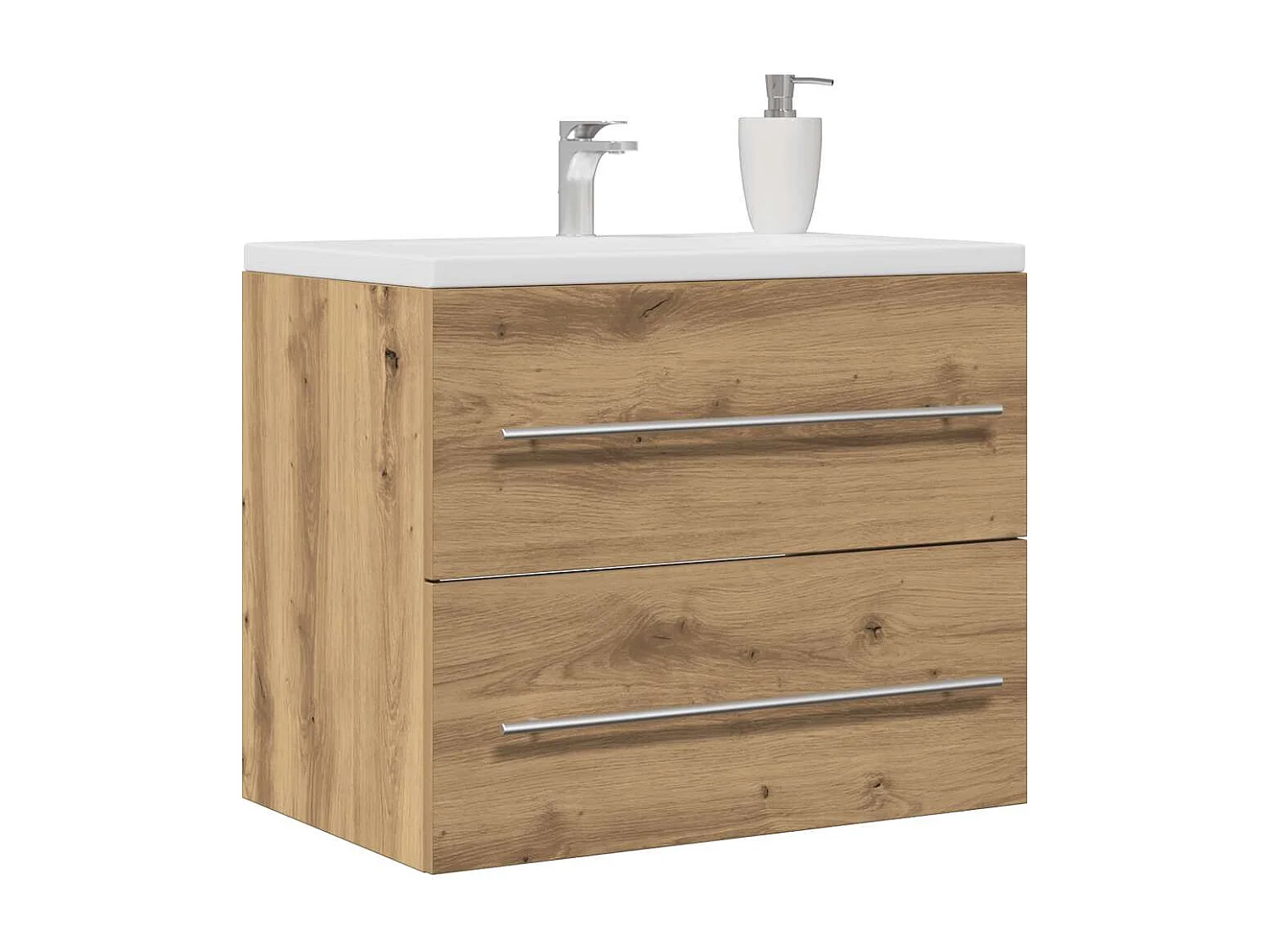 Armoire lavabo de salle de bain chêne artisanal bois ingénierie