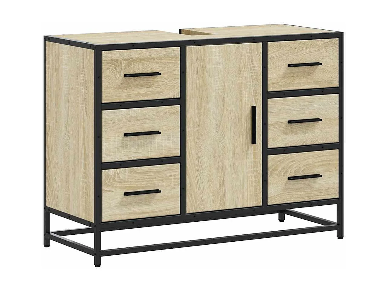 Armoire lavabo de salle de bain chêne sonoma bois d'ingénierie
