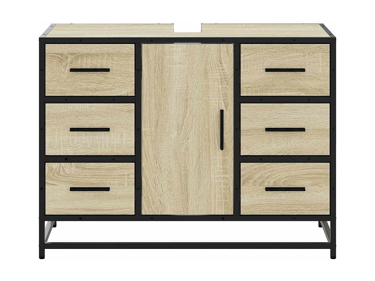 Armoire lavabo de salle de bain chêne sonoma bois d'ingénierie