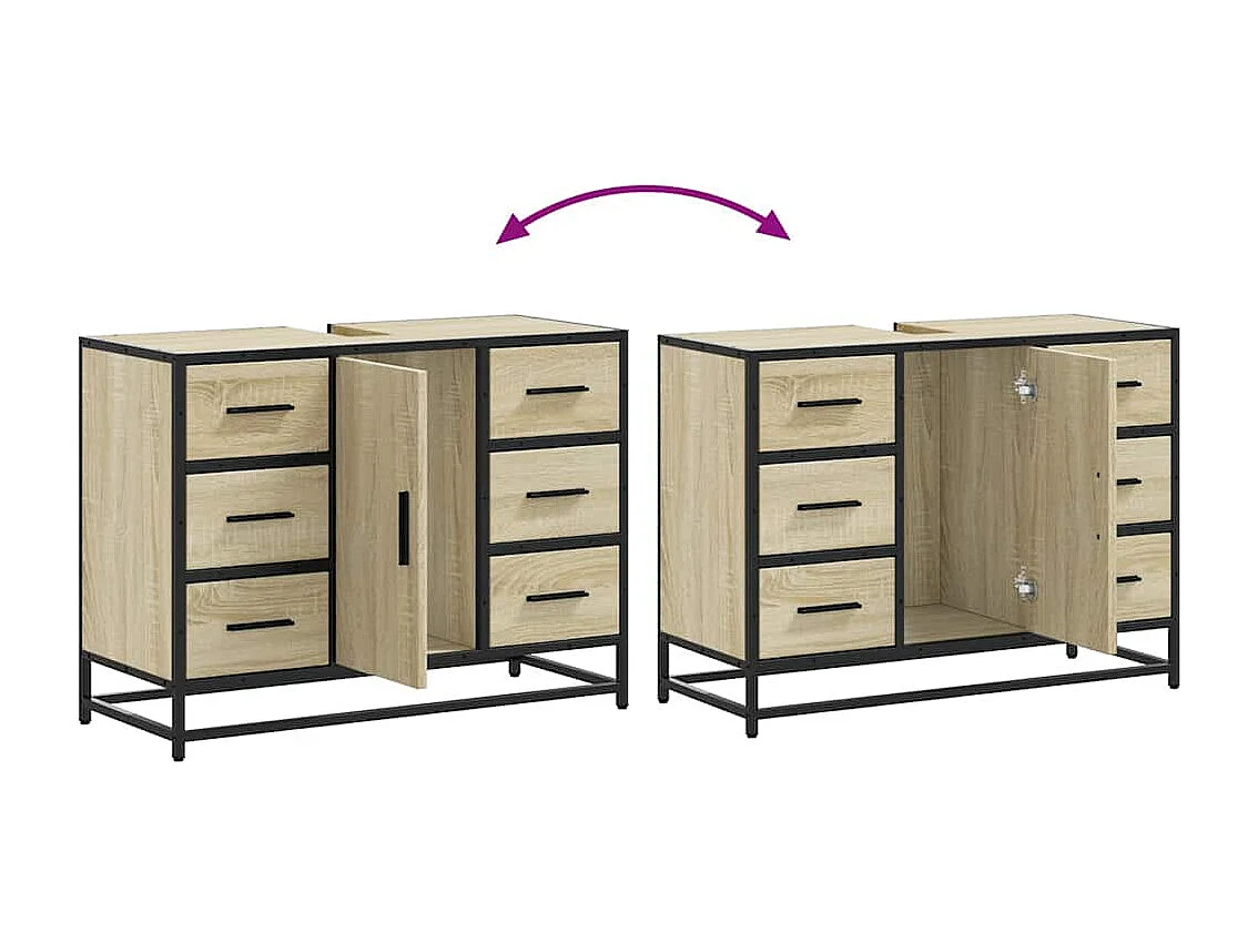 Armoire lavabo de salle de bain chêne sonoma bois d'ingénierie