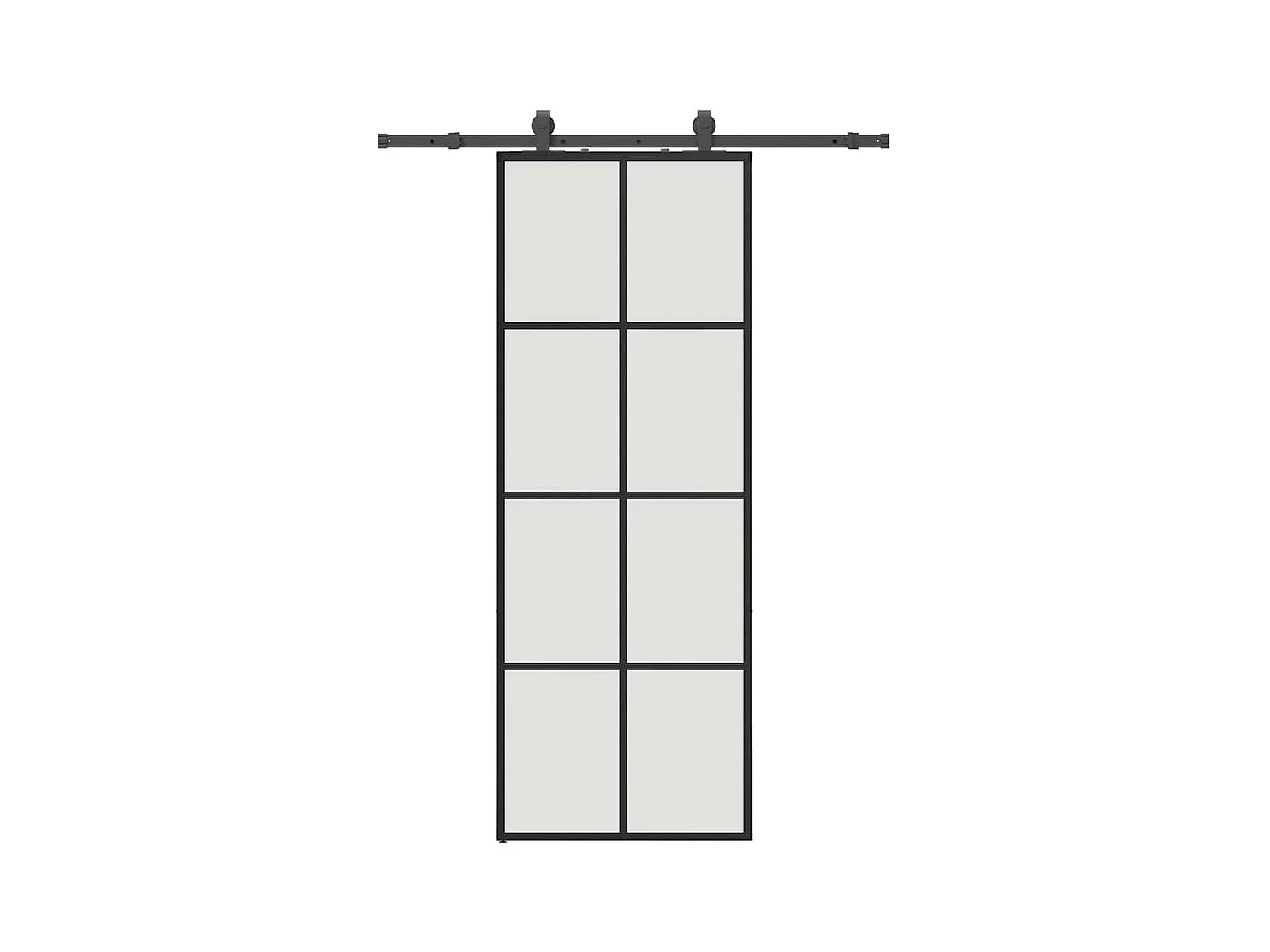 Porte coulissante kit de quincaillerie noir 76x205 cm verre ESG