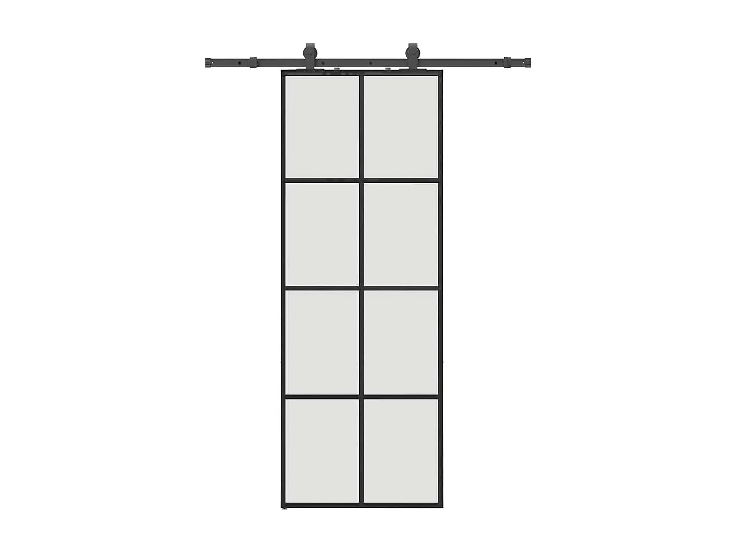 Schuifdeurbeslagset zwart 76x205 cm ESG-glas
