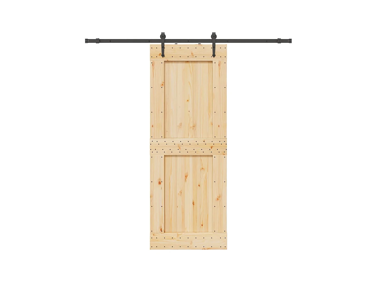 Porte coulissante et kit de quincaillerie 85x210 cm pin massif