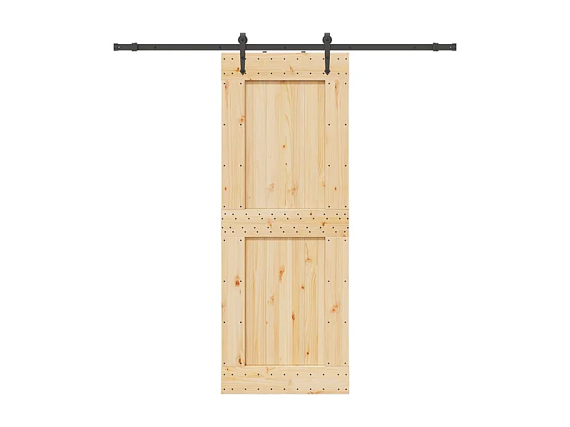 Porte coulissante et kit de quincaillerie 85x210 cm pin massif