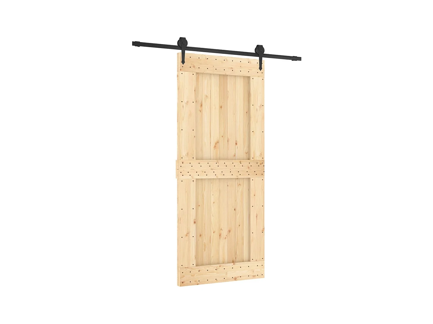 Porte coulissante et kit de quincaillerie 90x210 cm pin massif