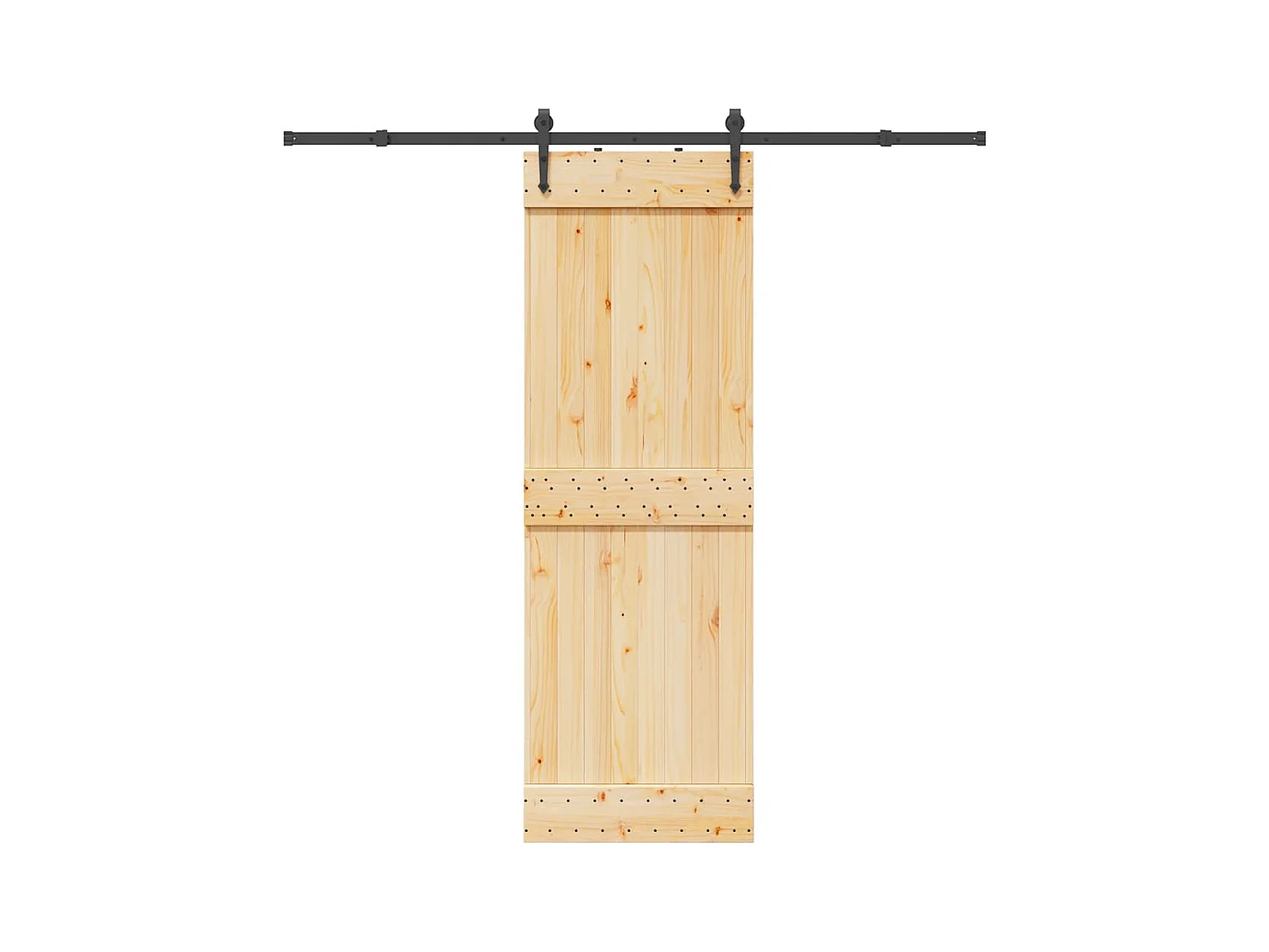 Kit porta scorrevole e ferramenta 70x210 cm in pino massello