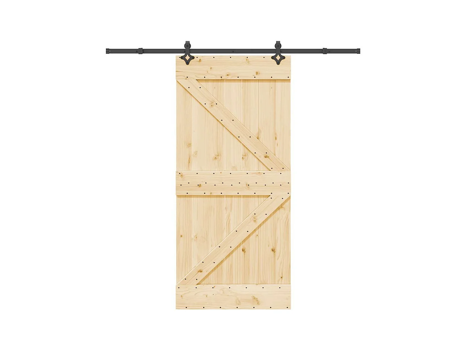 Porte coulissante et kit de quincaillerie 95x210 cm pin massif