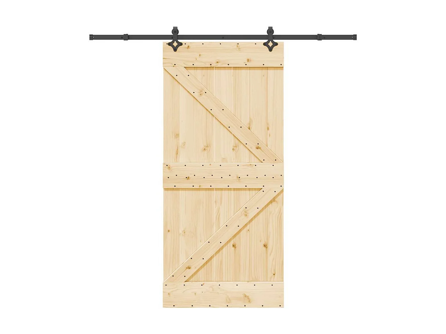Porte coulissante et kit de quincaillerie 95x210 cm pin massif