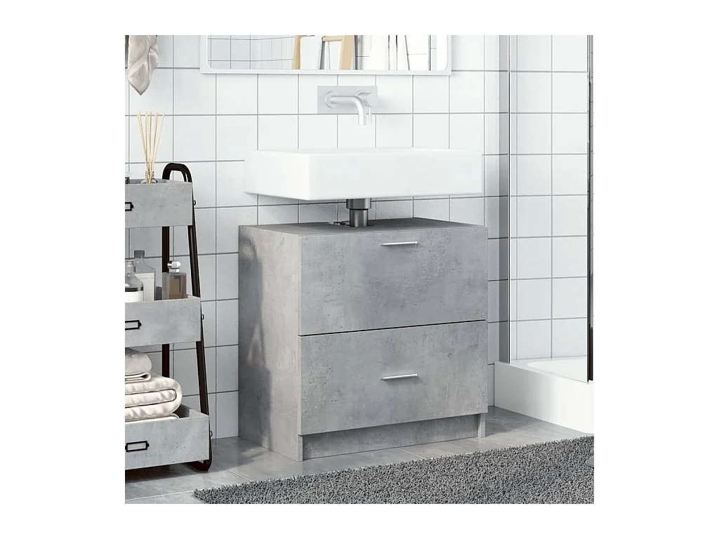 Betongrijze spoelbakkast 59x37x59 cm bewerkt hout