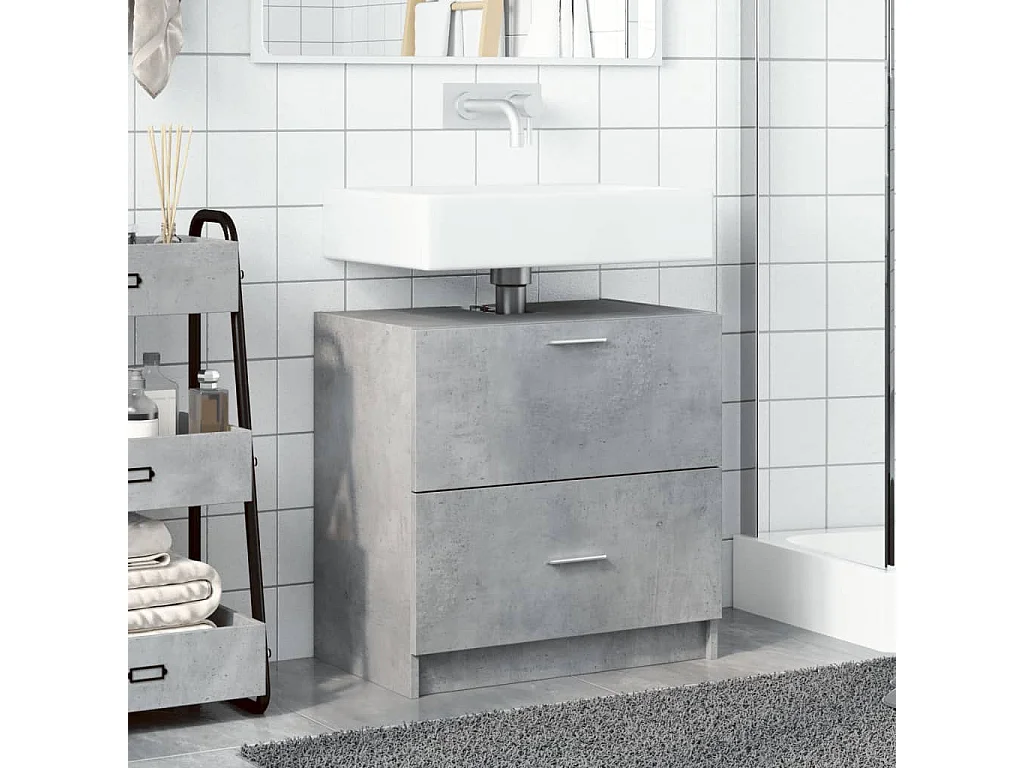 Mueble de lavabo gris hormigón 59x37x59 cm Madera de ingeniería