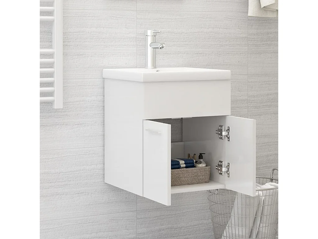 Mueble lavabo Blanco brillo 41x38,5x46 cm Madera de ingeniería