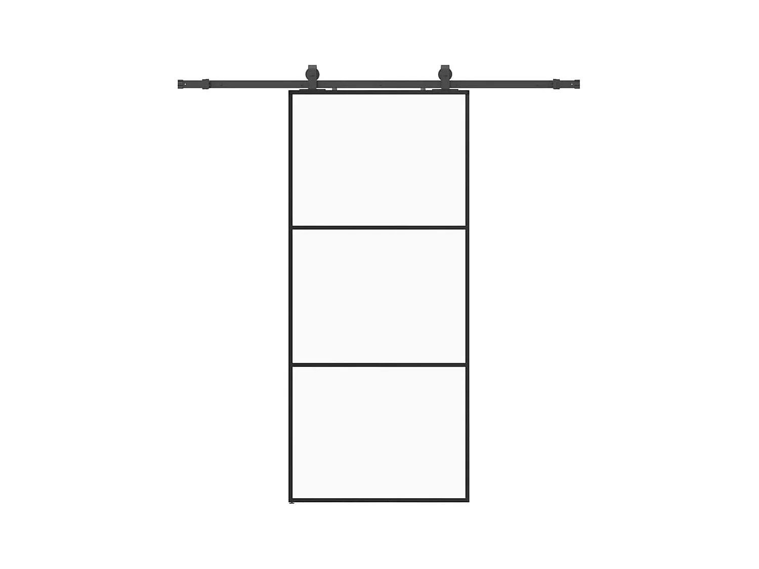 Porte coulissante kit de quincaillerie noir 90x205 cm verre ESG