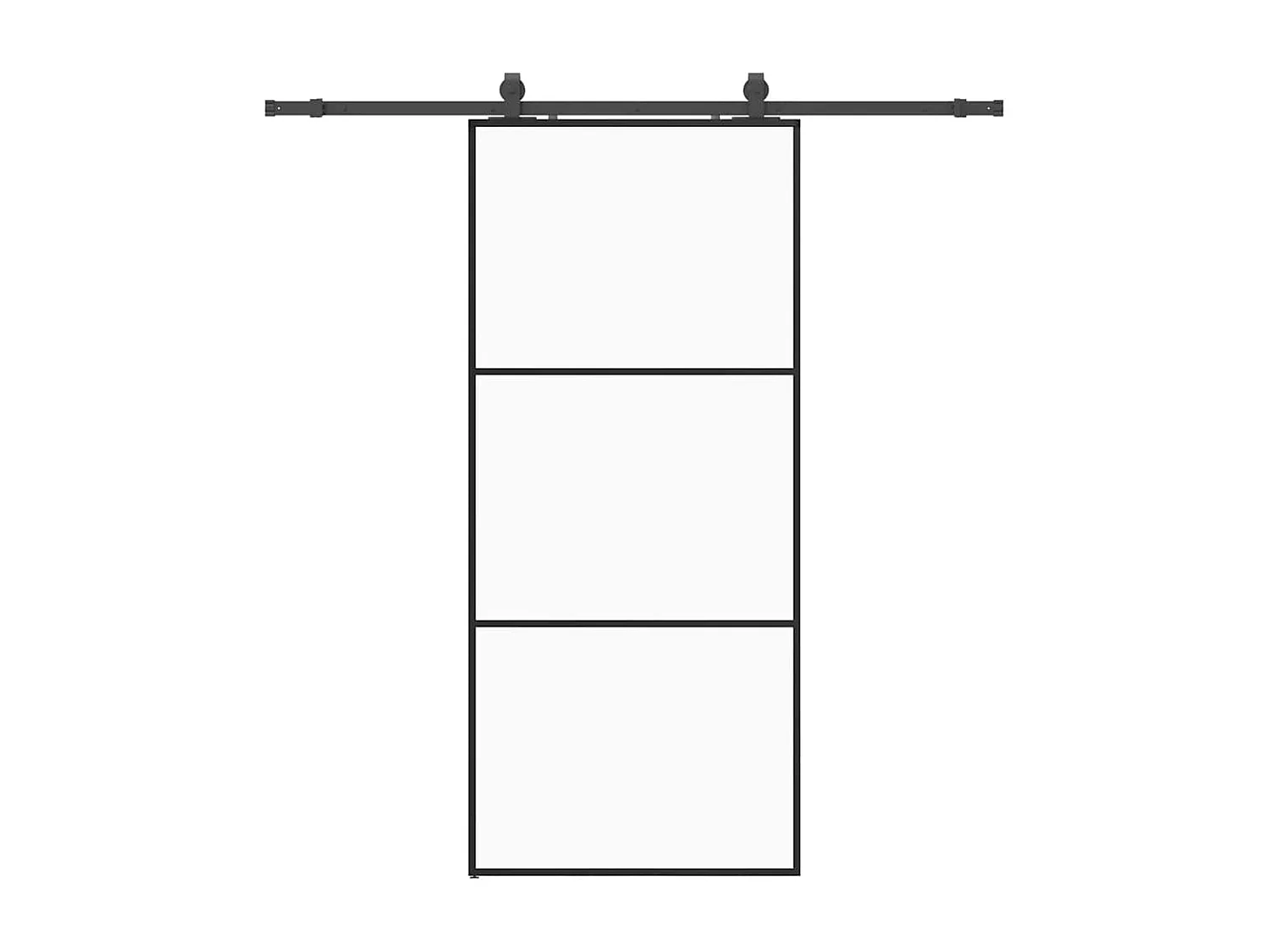 Porte coulissante kit de quincaillerie noir 90x205 cm verre ESG