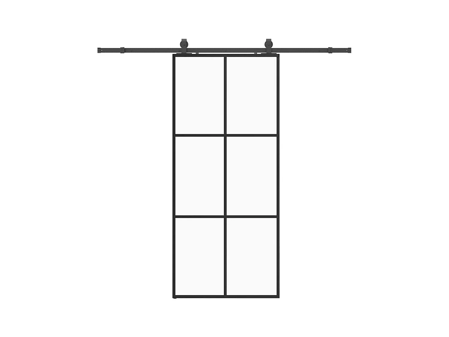 Porte coulissante kit de quincaillerie noir 90x205 cm verre ESG