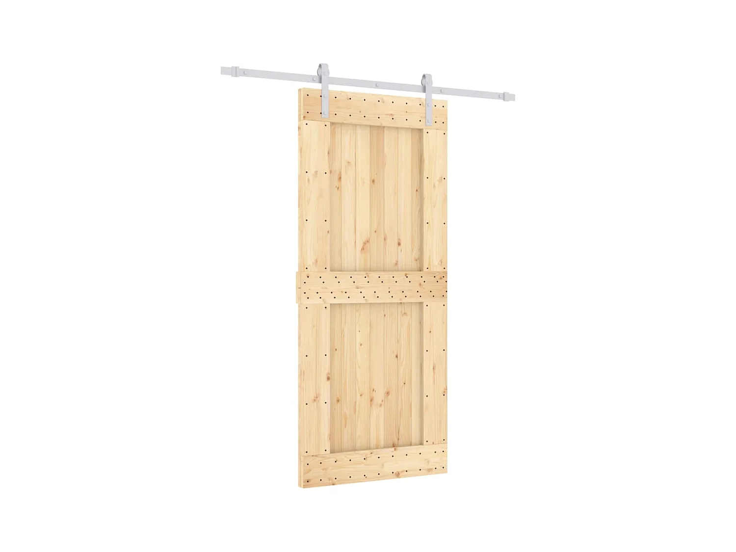 Kit porta scorrevole e ferramenta 90x210 cm in pino massello