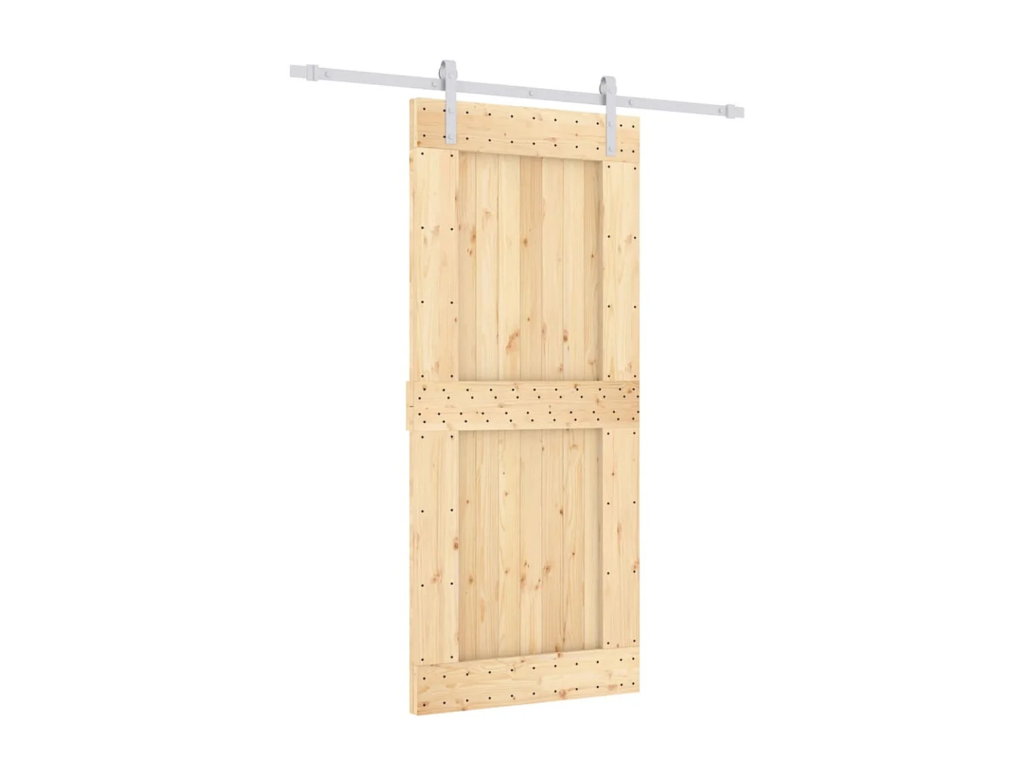 Porte coulissante et kit de quincaillerie 90x210 cm pin massif