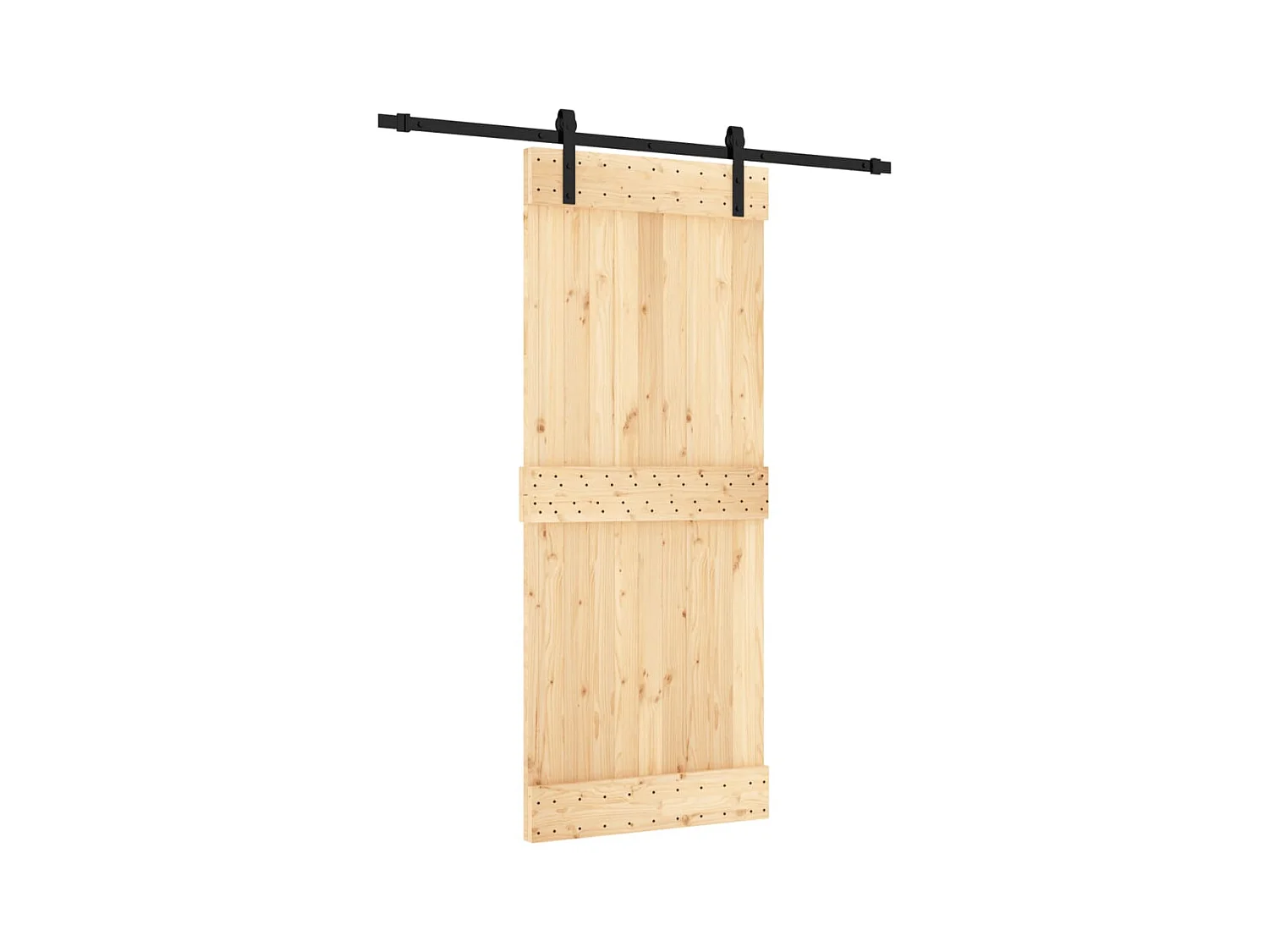 Porte coulissante et kit de quincaillerie 85x210 cm pin massif