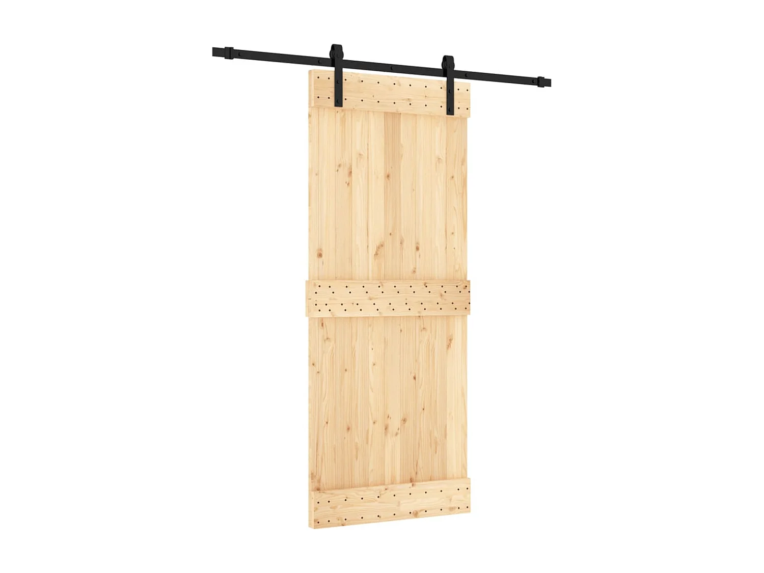 Porte coulissante et kit de quincaillerie 85x210 cm pin massif