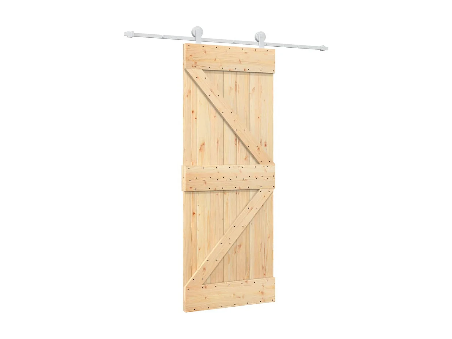 Porte coulissante et kit de quincaillerie 80x210 cm pin massif