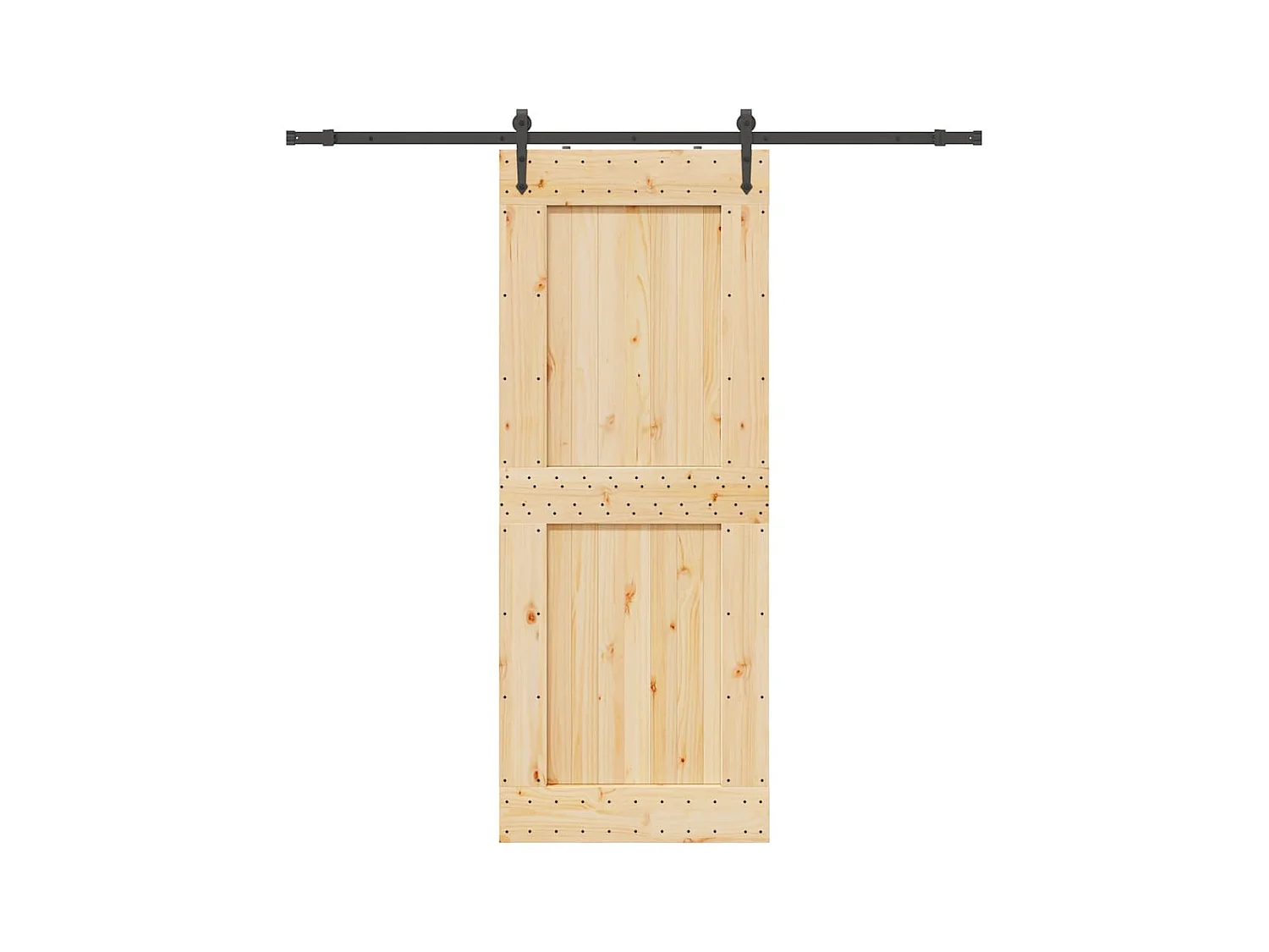 Porte coulissante et kit de quincaillerie 90x210 cm pin massif
