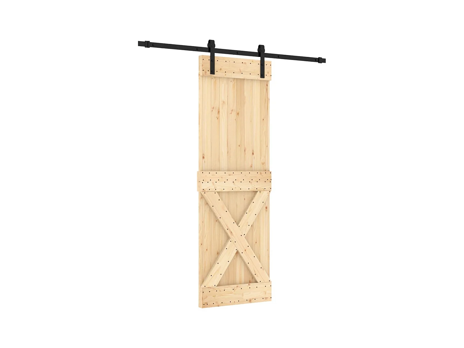 Porte coulissante et kit de quincaillerie 70x210 cm pin massif