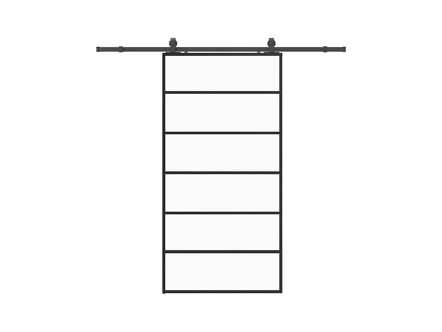 Schuifdeurbeslagset zwart 102x205cm ESG-glas