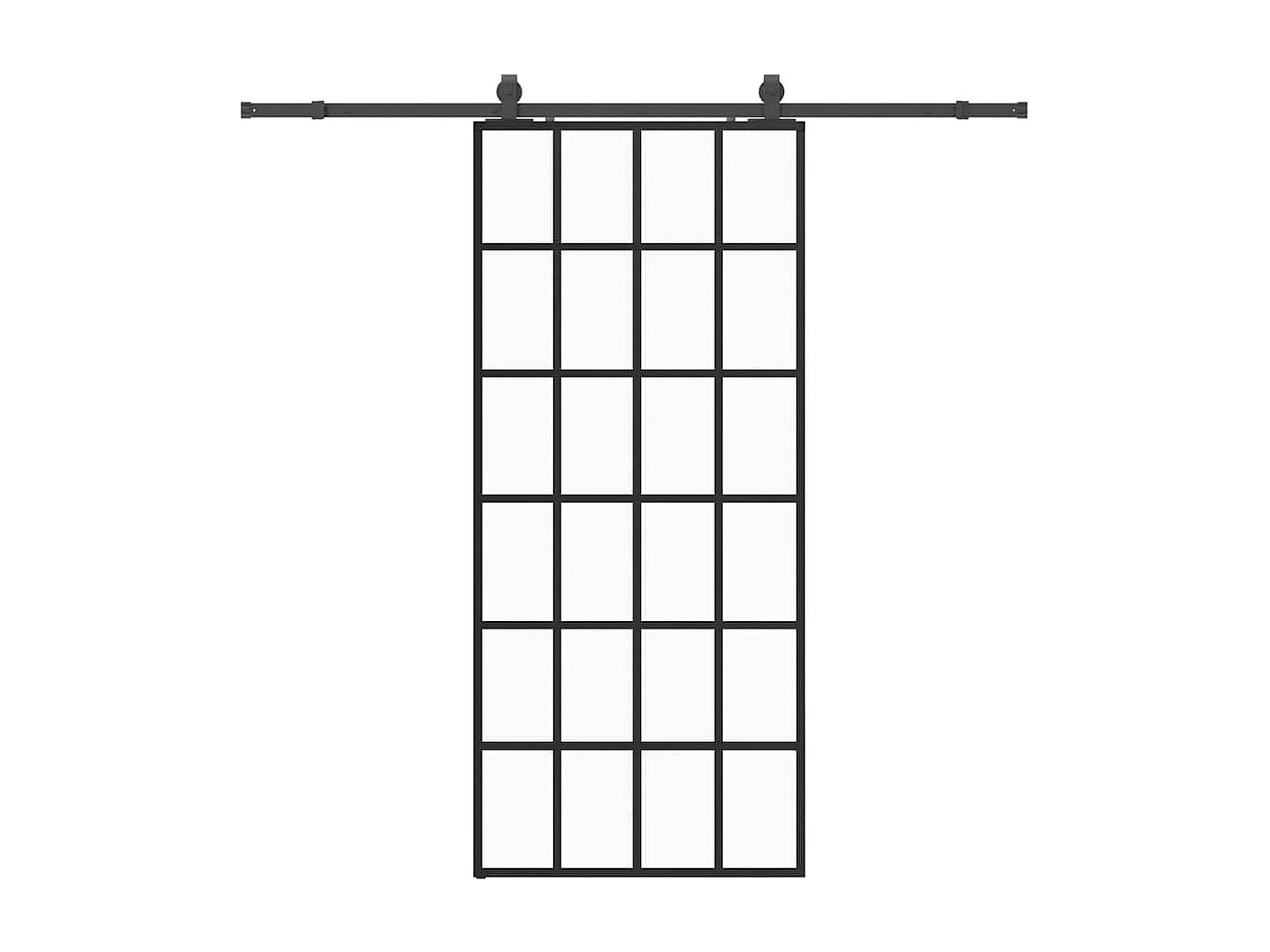 Porte coulissante kit de quincaillerie noir 90x205 cm verre ESG