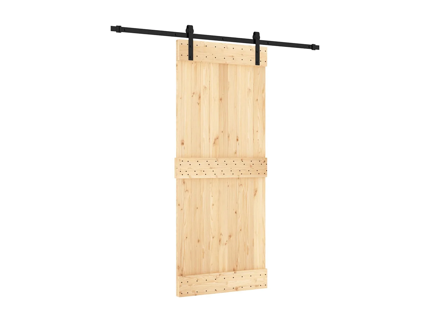 Porte coulissante et kit de quincaillerie 85x210 cm pin massif