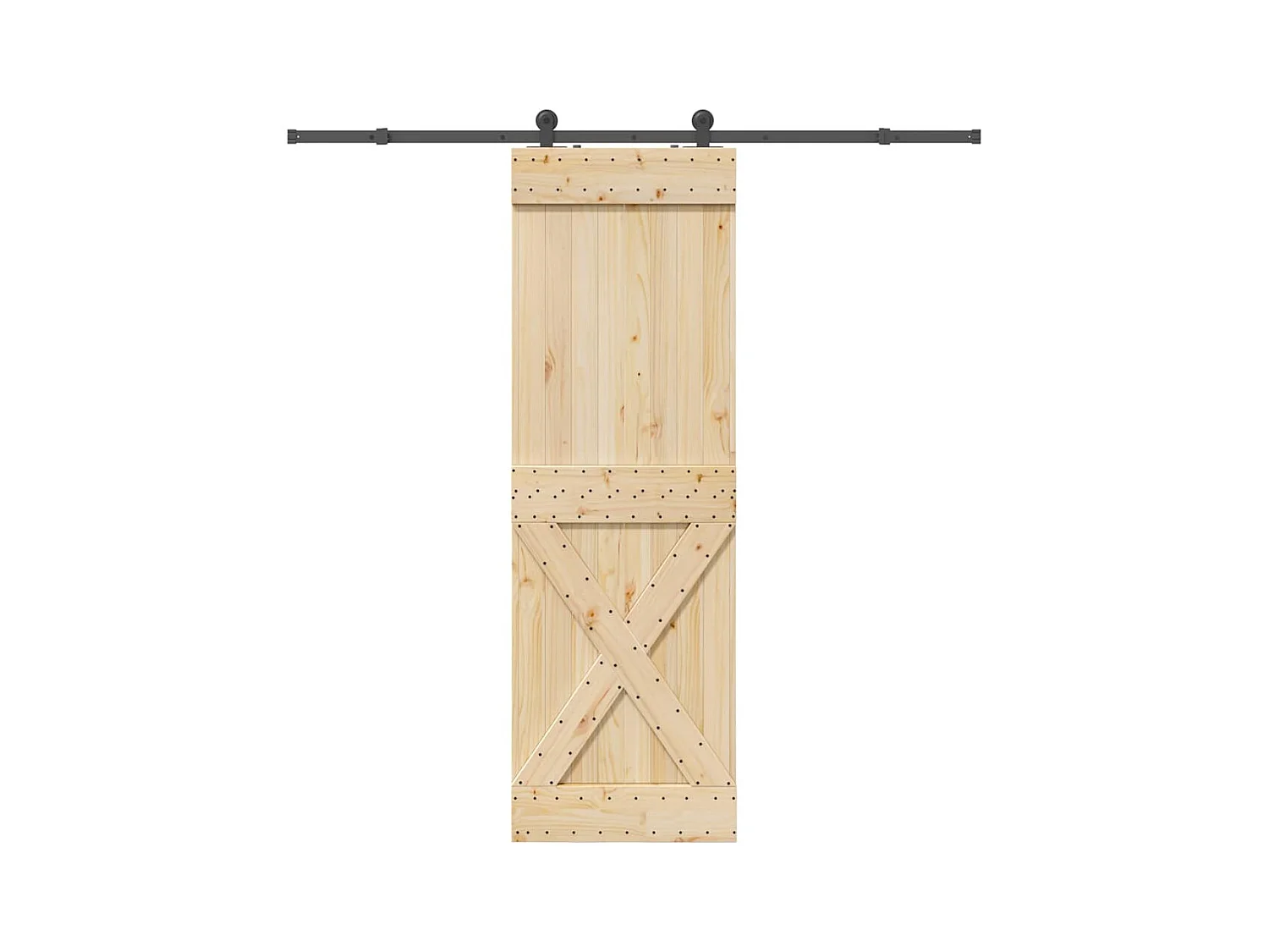 Porte coulissante et kit de quincaillerie 70x210 cm pin massif