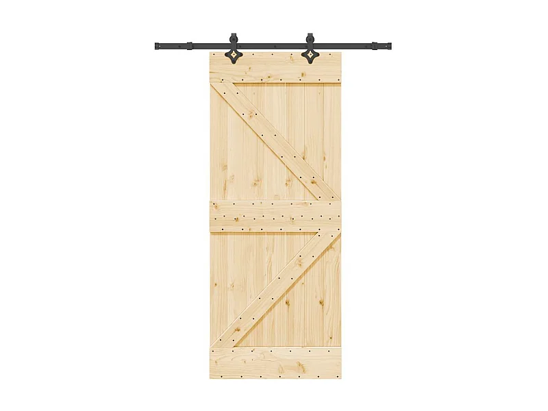 Porte coulissante et kit de quincaillerie 85x210 cm pin massif