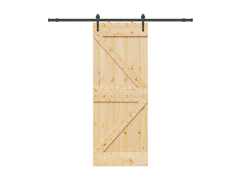 Kit puerta corredera y herrajes 80x210 cm pino macizo
