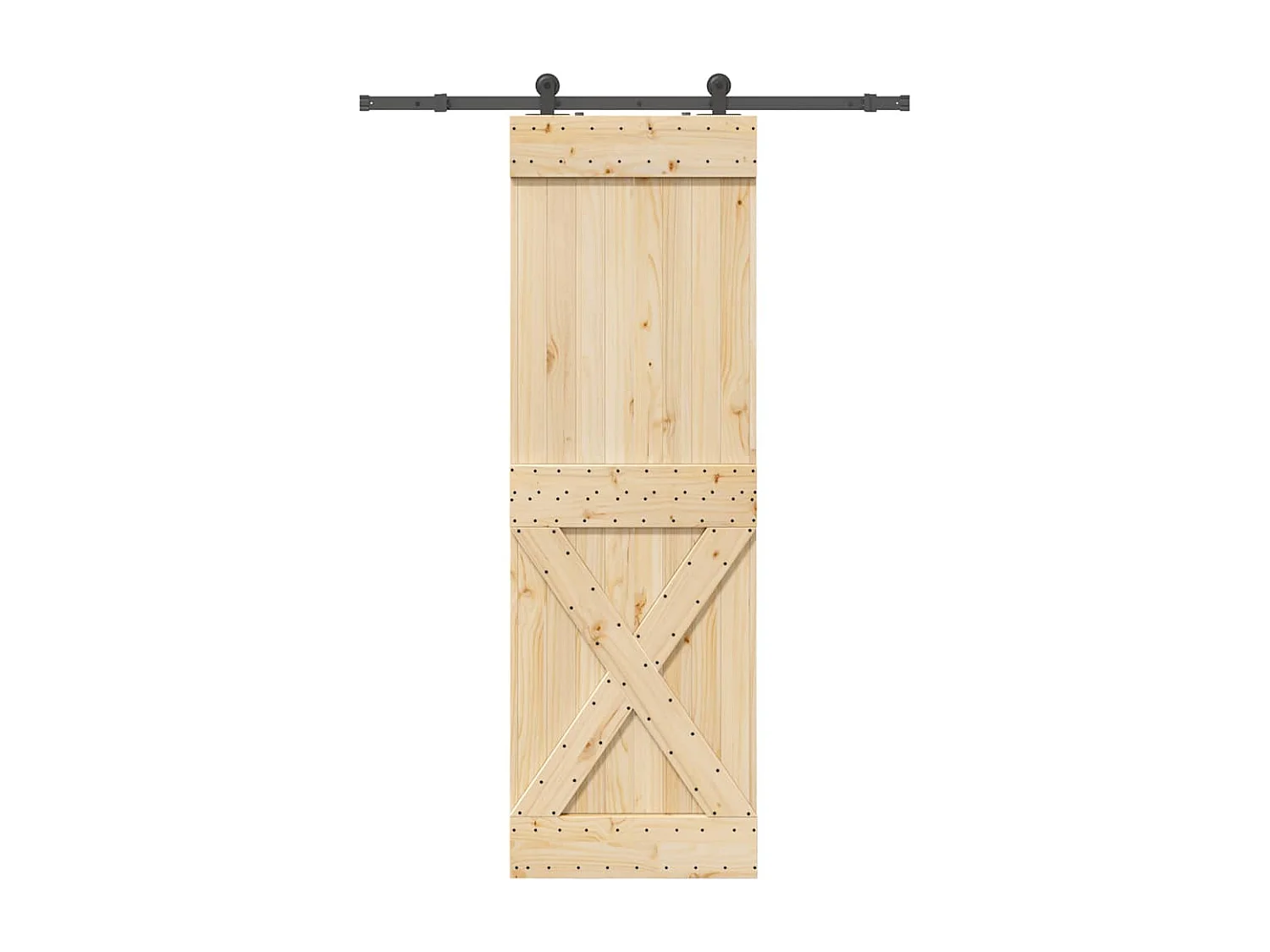 Porte coulissante et kit de quincaillerie 70x210 cm pin massif