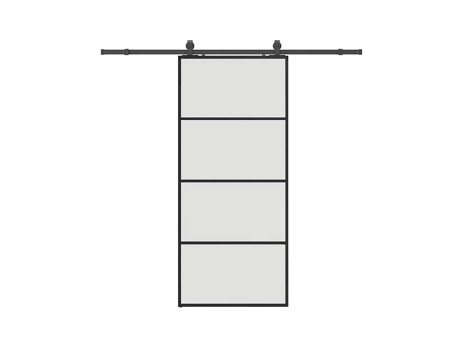 Schuifdeurbeslagset zwart 90x205 cm ESG-glas