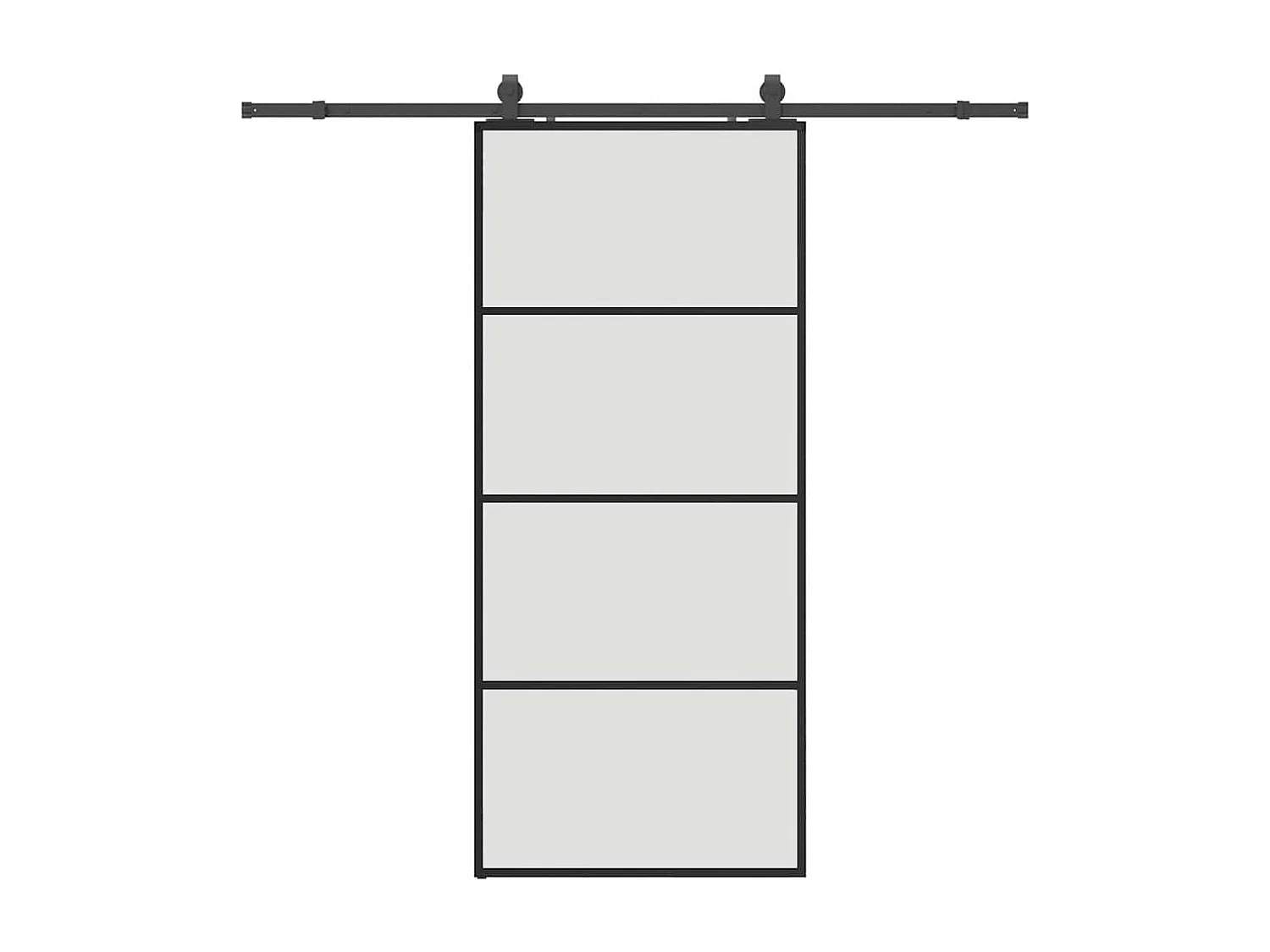 Porte coulissante kit de quincaillerie noir 90x205 cm verre ESG