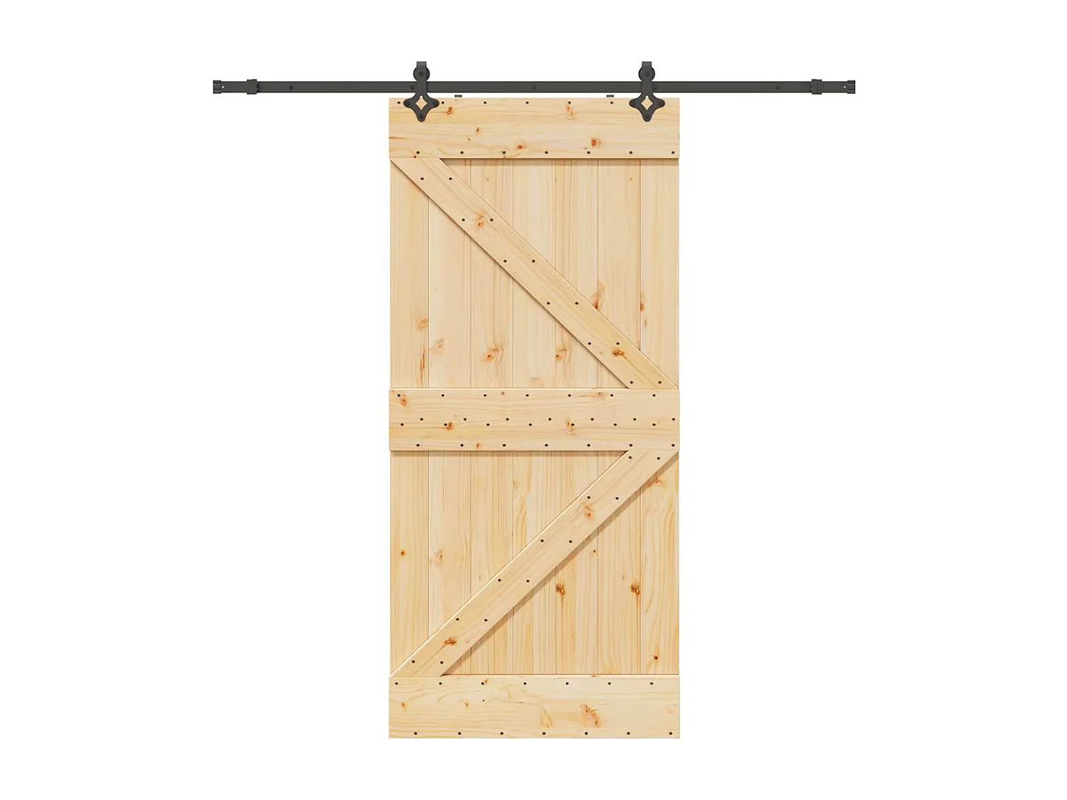 Porte coulissante et kit de quincaillerie 100x210 cm pin massif