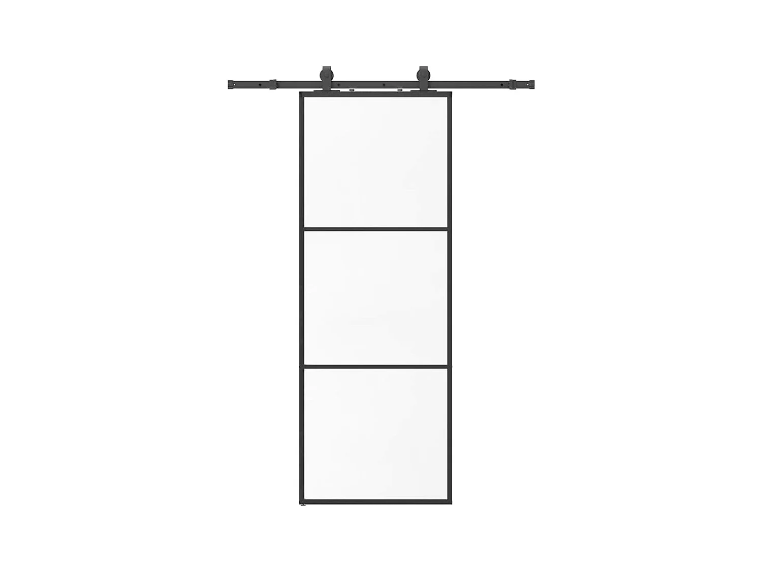 Kit ferramenta per porta scorrevole nero 76x205 cm vetro ESG