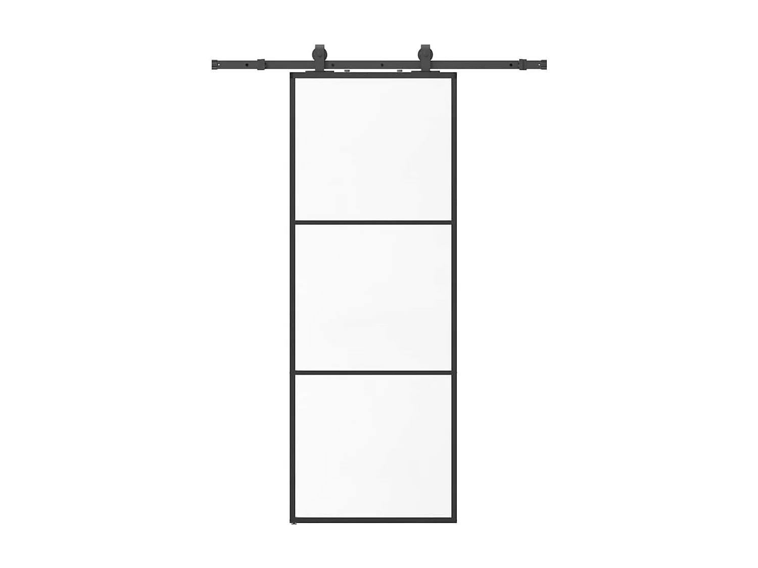 Schuifdeurbeslagset zwart 76x205 cm ESG-glas