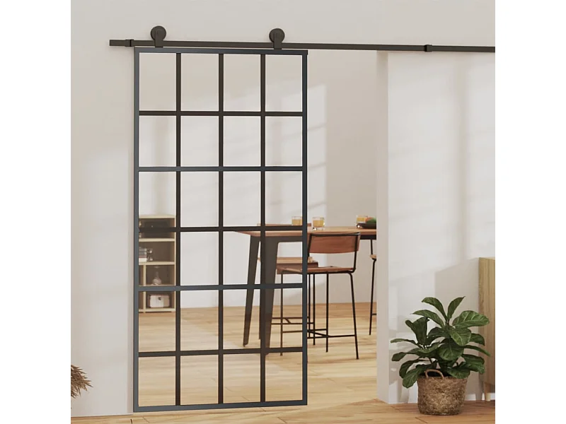 Schuifdeur en hang- en sluitwerk Glas en aluminium 102x205cm