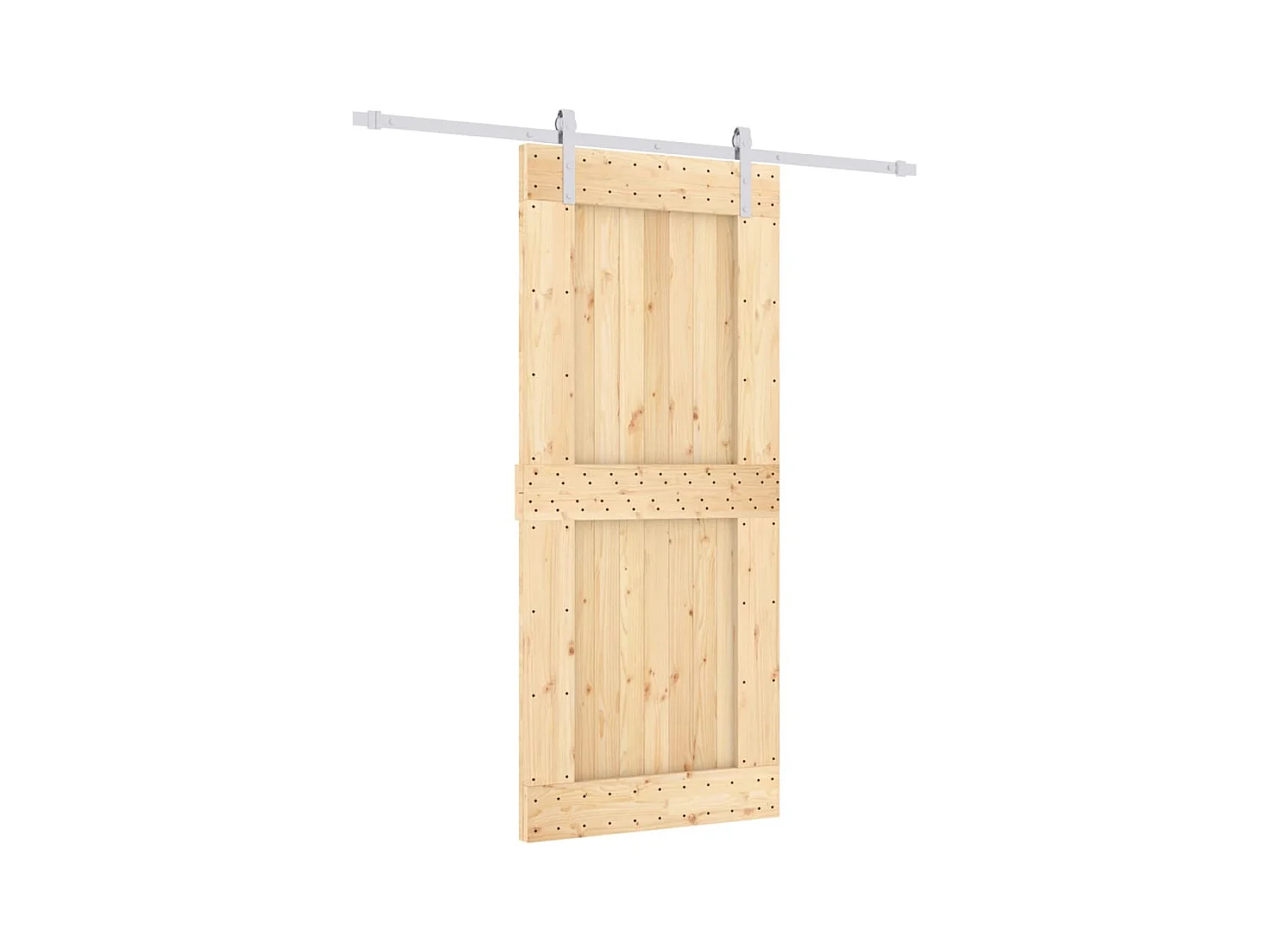 Porte coulissante et kit de quincaillerie 90x210 cm pin massif