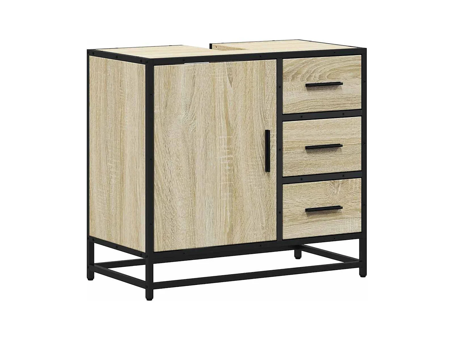 Armoire lavabo de salle de bain chêne sonoma bois d'ingénierie