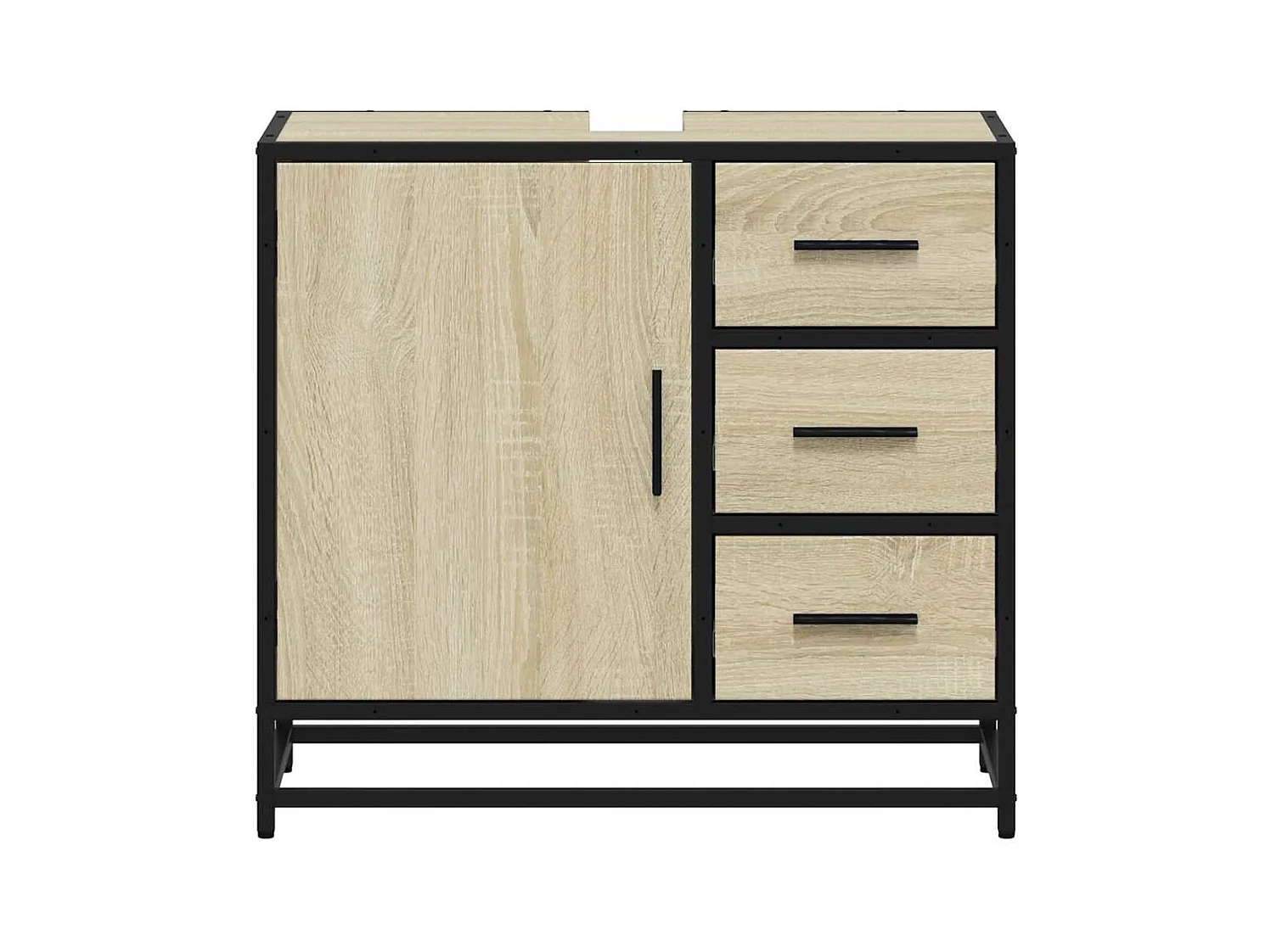 Armoire lavabo de salle de bain chêne sonoma bois d'ingénierie