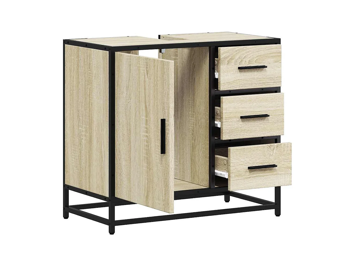 Armoire lavabo de salle de bain chêne sonoma bois d'ingénierie