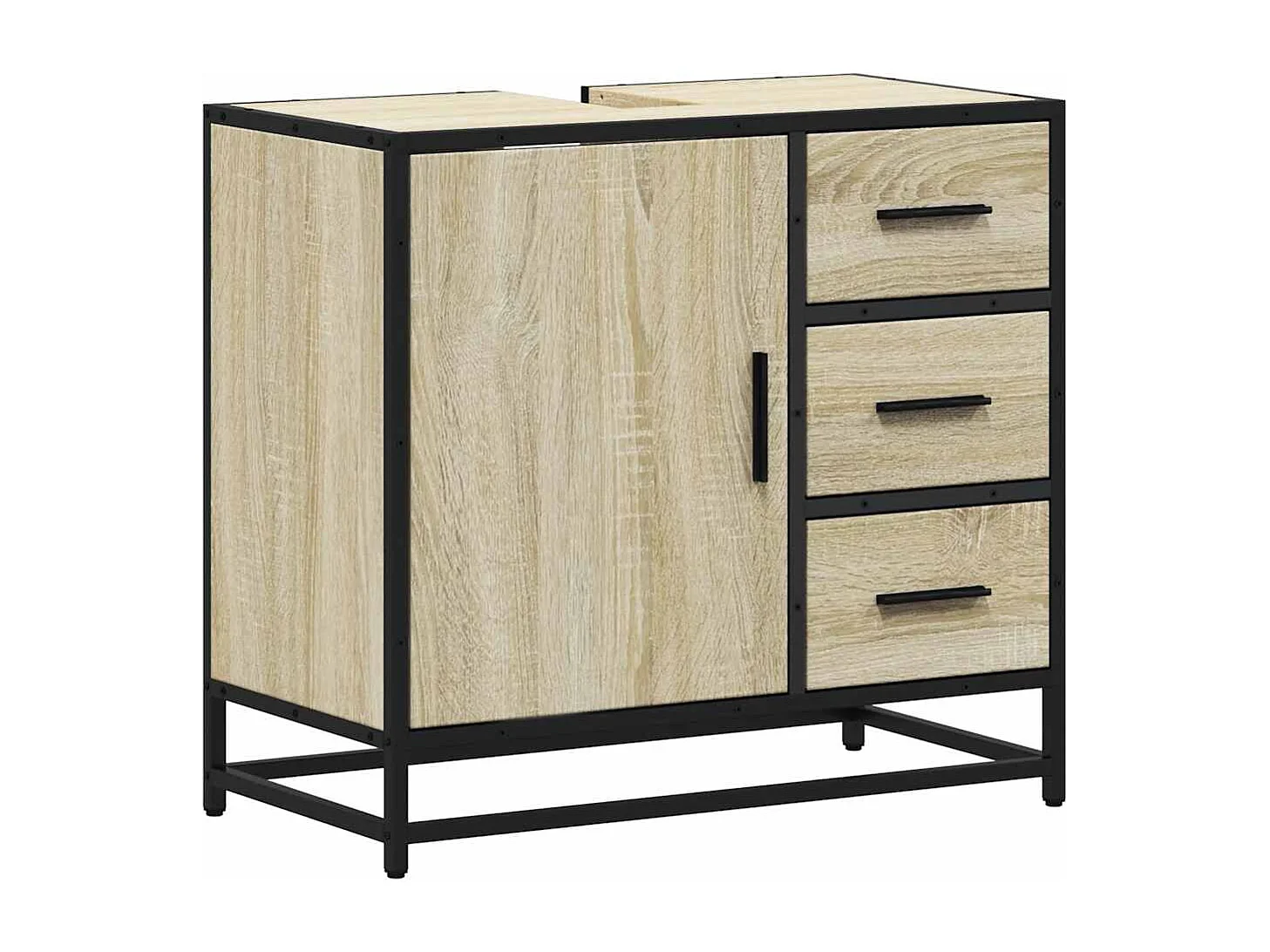 Armoire lavabo de salle de bain chêne sonoma bois d'ingénierie