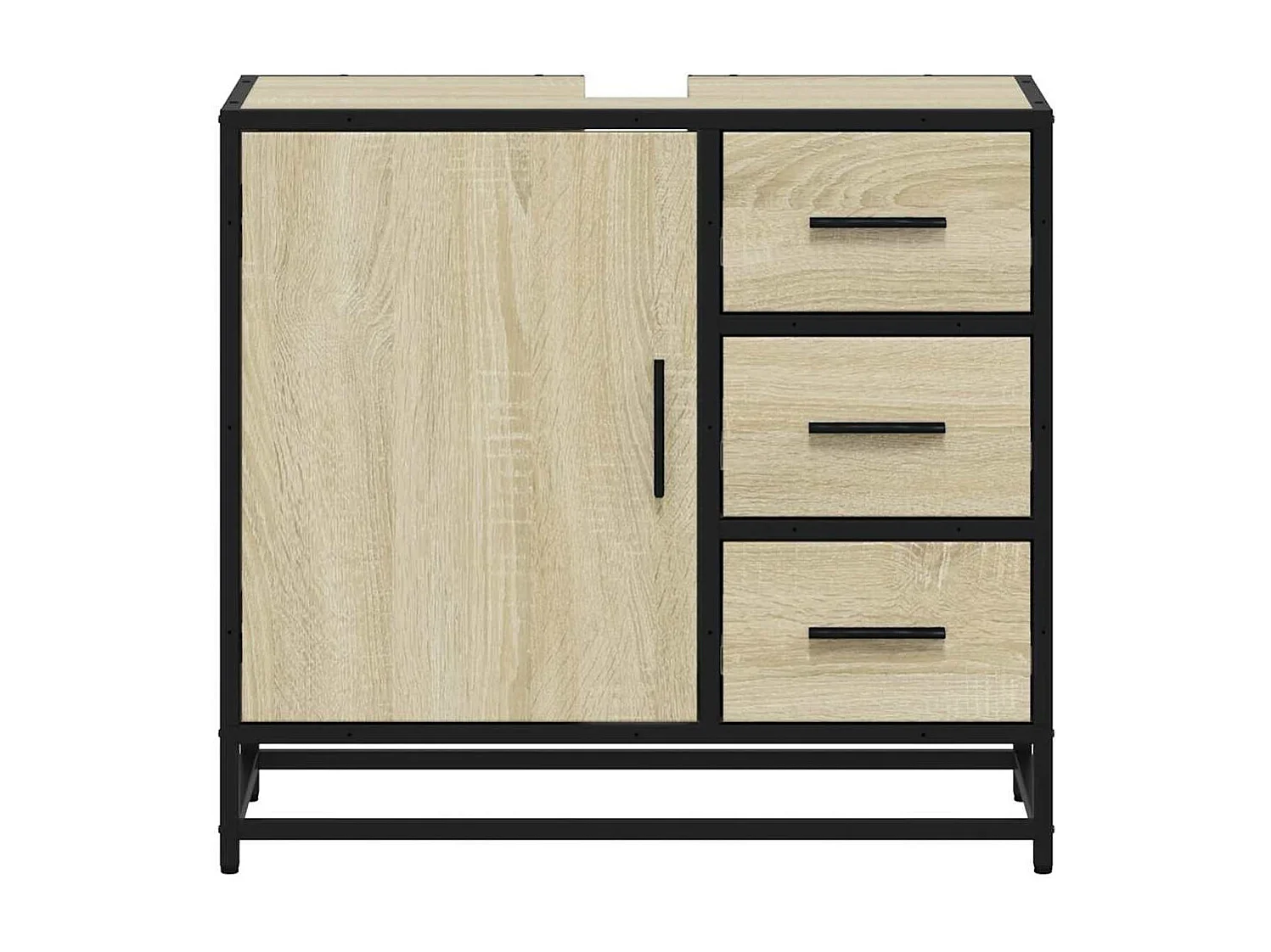 Armoire lavabo de salle de bain chêne sonoma bois d'ingénierie