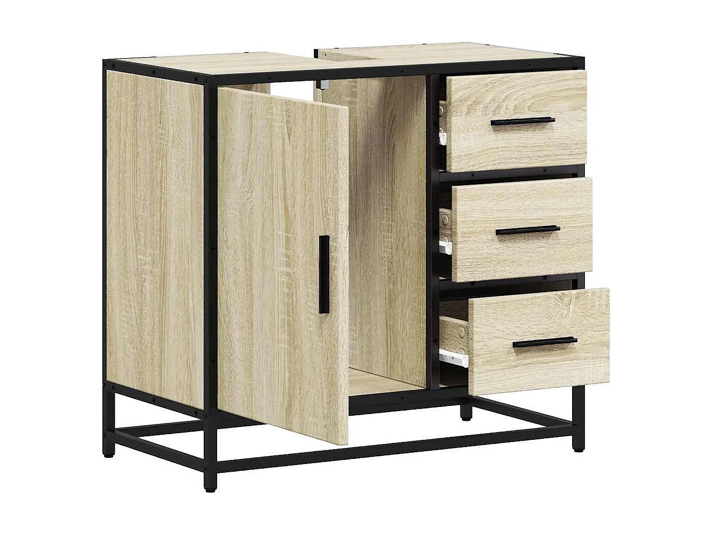 Armoire lavabo de salle de bain chêne sonoma bois d'ingénierie